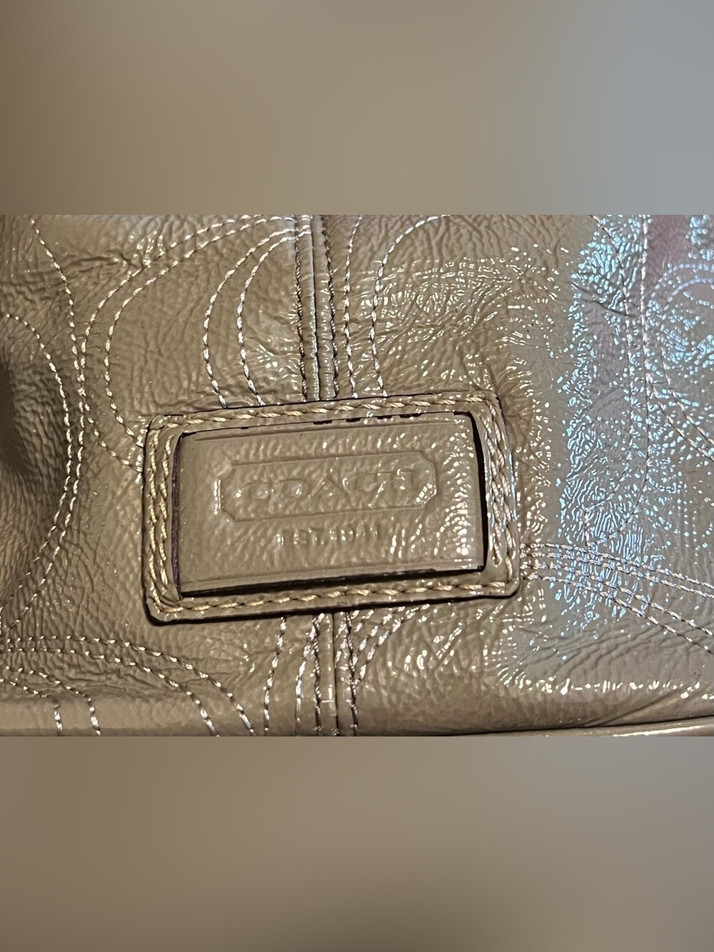 HOST PICK Authentic Coach Signature Stitch Carryall Purse Bag Gray Quiet Luxury - Picture 6 of 13